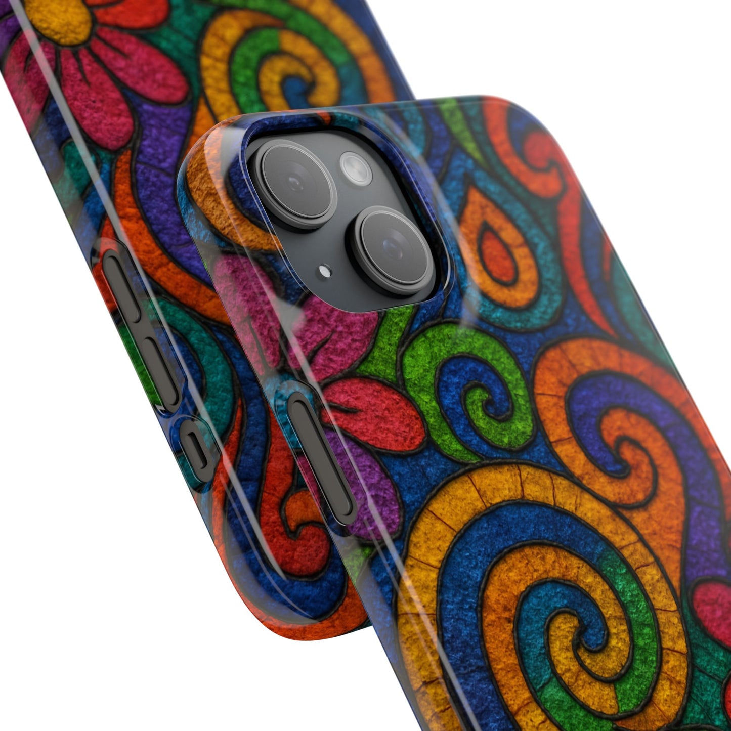 Psychedelic Hippie Phone Case, Boho Rainbow Retro 70s Groovy Art Cover