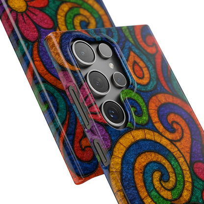 Psychedelic Hippie Phone Case, Boho Rainbow Retro 70s Groovy Art Cover
