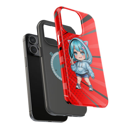 Phone Cases, Cute Chibi Girl in Cat Hoodie, Kawaii Anime Design, Protective Cover, Gift for Anime Fans, Cute Phone Accessories, Cat Lover