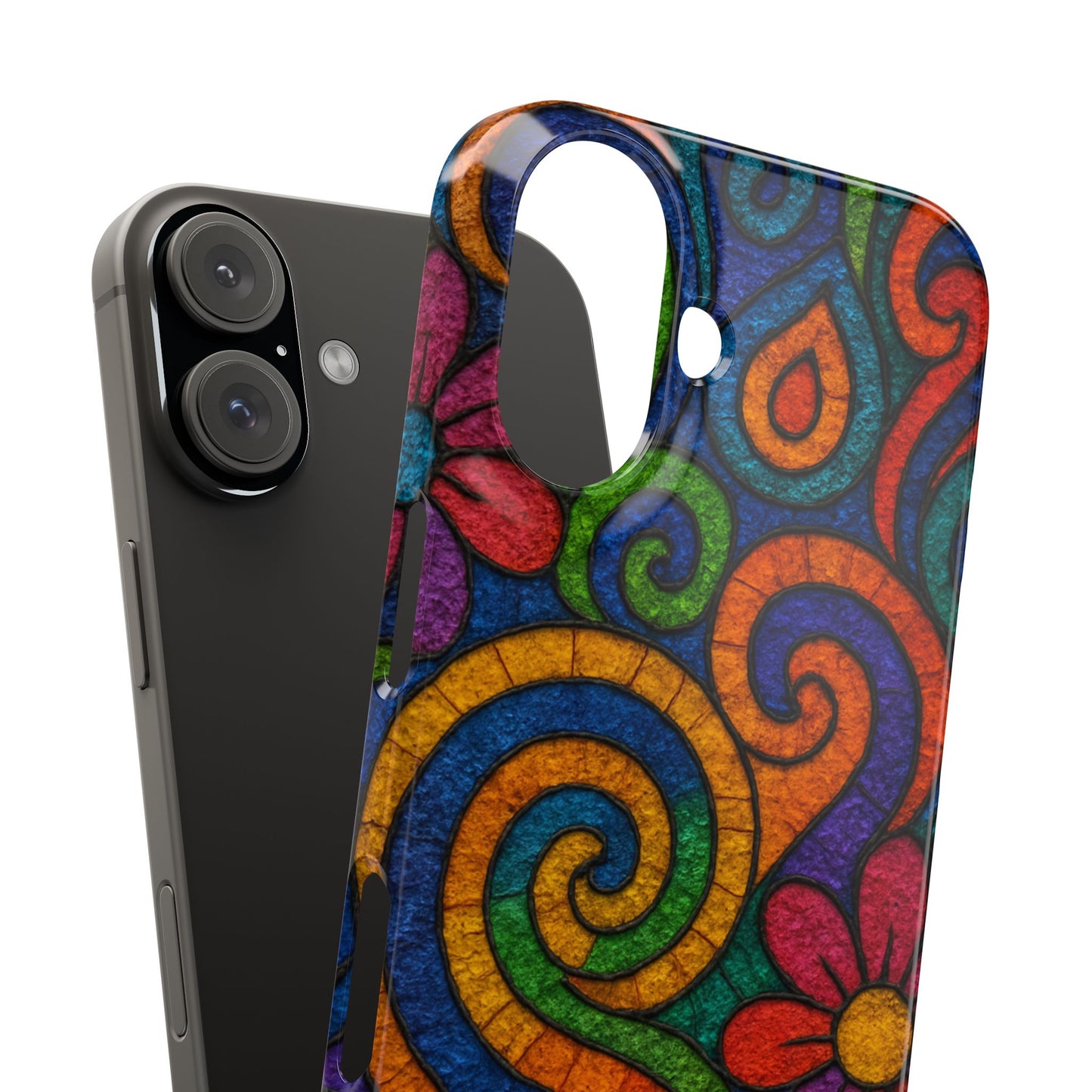 Psychedelic Hippie Phone Case, Boho Rainbow Retro 70s Groovy Art Cover