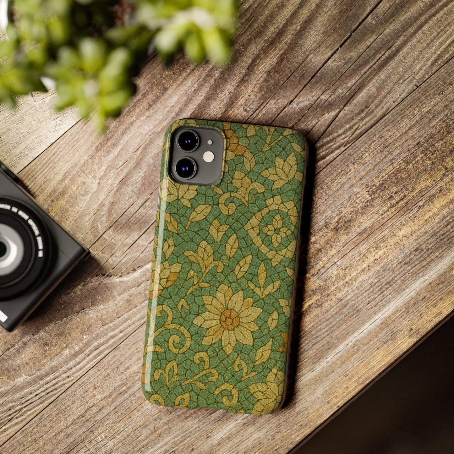 Slim Phone Cases Desert Bloom Boho Mosaic iPhone Case | Handcrafted Ceramic Tile Look | Warm Terracotta & Rose