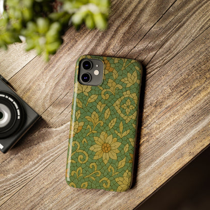 Slim Phone Cases Desert Bloom Boho Mosaic iPhone Case | Handcrafted Ceramic Tile Look | Warm Terracotta & Rose