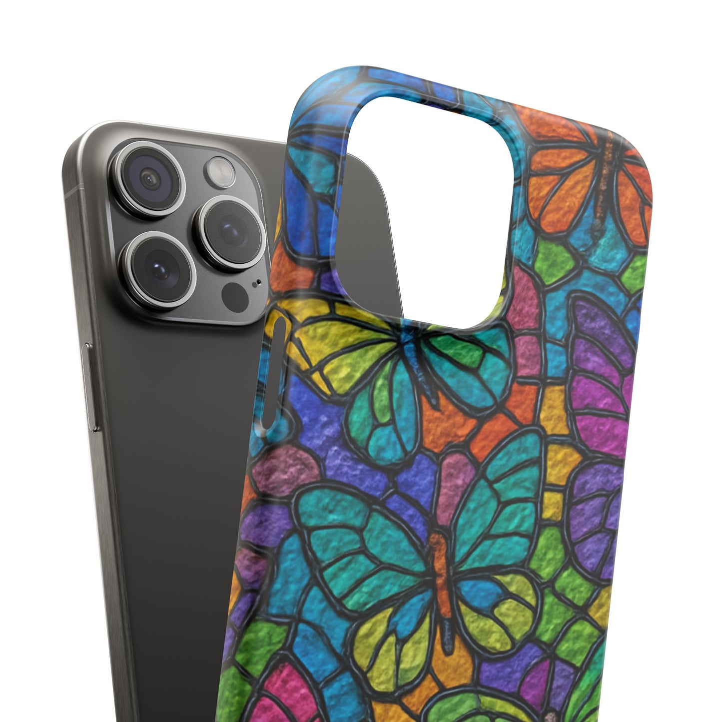 Psychedelic Butterfly Mosaic Phone Case, Trippy Hippie Butterflies,  Rainbow Stained-Glass Art Cover | Boho Festival Aesthetic Case