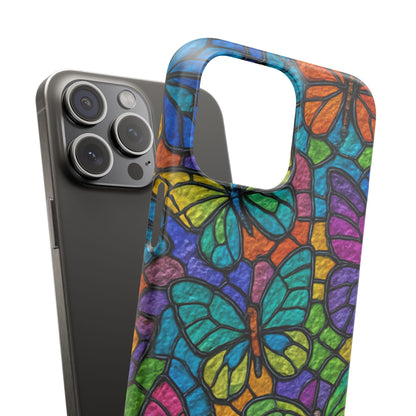 Psychedelic Butterfly Mosaic Phone Case, Trippy Hippie Butterflies,  Rainbow Stained-Glass Art Cover | Boho Festival Aesthetic Case