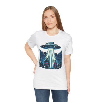Alien Spaceship and Bigfoot Ugly Christmas Sweater Tee