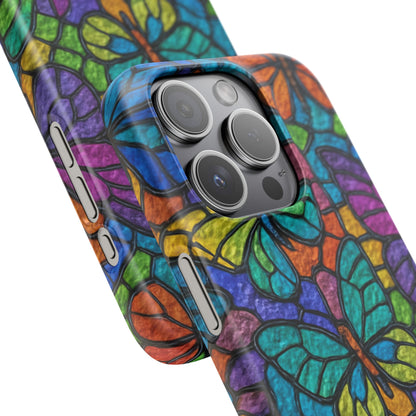 Psychedelic Butterfly Mosaic Phone Case, Trippy Hippie Butterflies,  Rainbow Stained-Glass Art Cover | Boho Festival Aesthetic Case