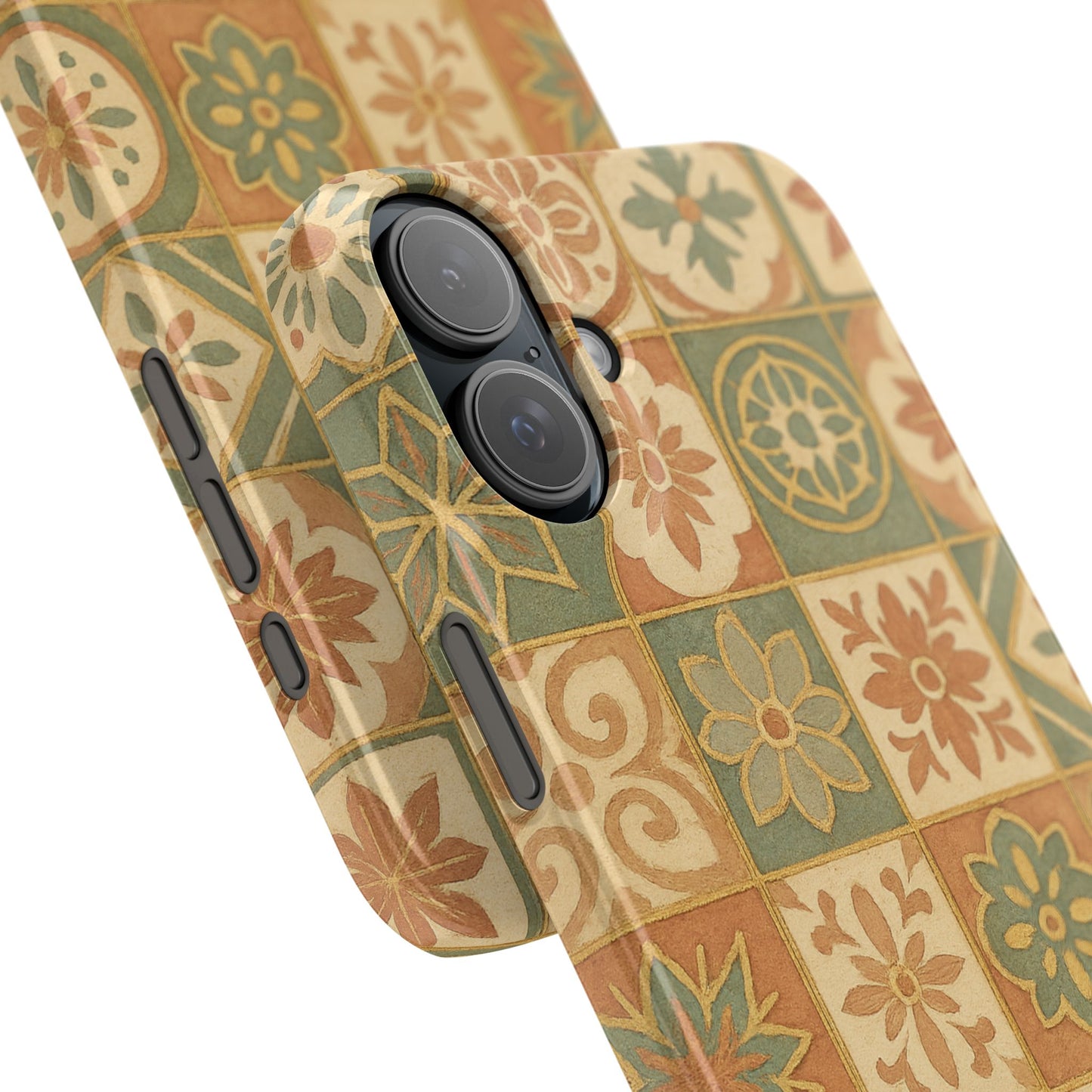 1Slim Phone Cases Boho Dreams Mosaic iPhone MagSafe Case | Vintage Tile Aesthetic | Terracotta, Teal & Gold Ceramic Design