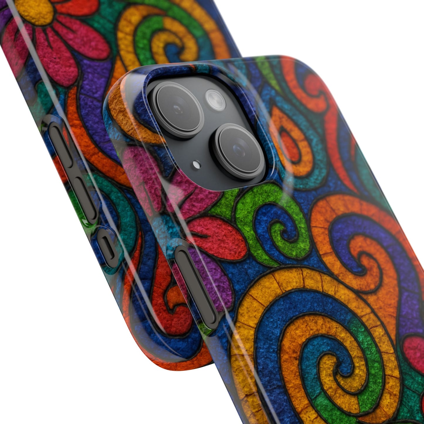 Psychedelic Hippie Phone Case, Boho Rainbow Retro 70s Groovy Art Cover