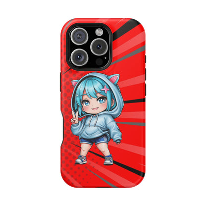 Phone Cases, Cute Chibi Girl in Cat Hoodie, Kawaii Anime Design, Protective Cover, Gift for Anime Fans, Cute Phone Accessories, Cat Lover