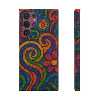 Psychedelic Hippie Phone Case, Boho Rainbow Retro 70s Groovy Art Cover