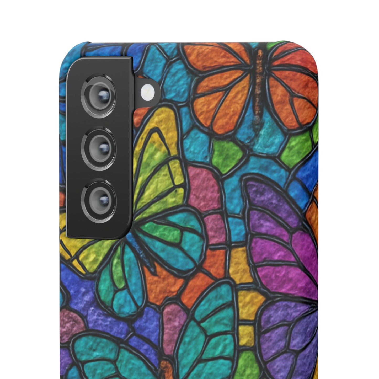 Psychedelic Butterfly Mosaic Phone Case, Trippy Hippie Butterflies,  Rainbow Stained-Glass Art Cover | Boho Festival Aesthetic Case