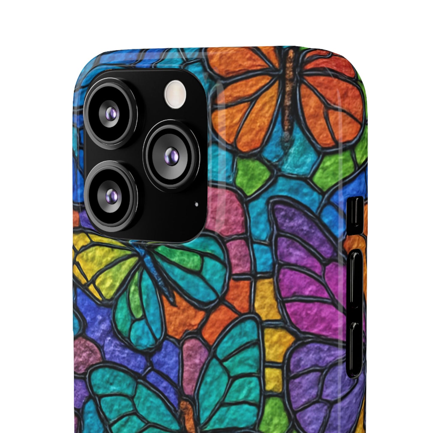 Psychedelic Butterfly Mosaic Phone Case, Trippy Hippie Butterflies,  Rainbow Stained-Glass Art Cover | Boho Festival Aesthetic Case