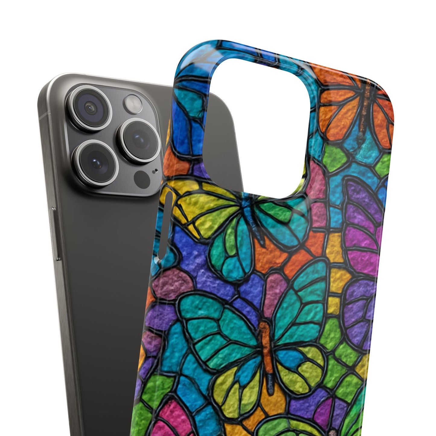 Psychedelic Butterfly Mosaic Phone Case, Trippy Hippie Butterflies,  Rainbow Stained-Glass Art Cover | Boho Festival Aesthetic Case