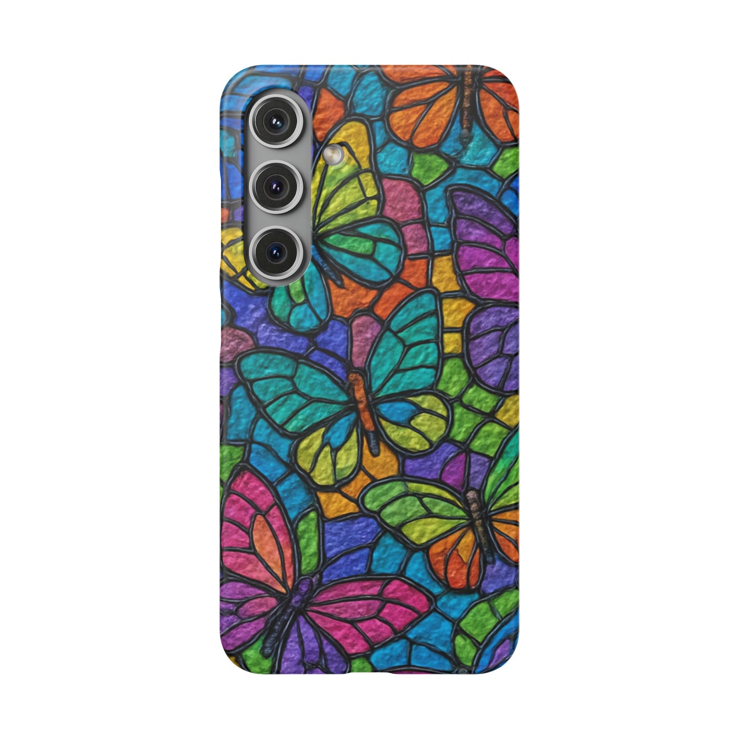 Psychedelic Butterfly Mosaic Phone Case, Trippy Hippie Butterflies,  Rainbow Stained-Glass Art Cover | Boho Festival Aesthetic Case