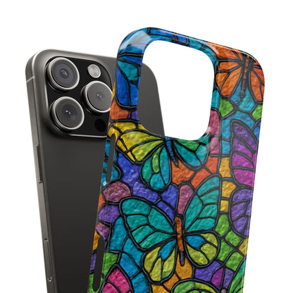 Psychedelic Butterfly Mosaic Phone Case, Trippy Hippie Butterflies,  Rainbow Stained-Glass Art Cover | Boho Festival Aesthetic Case