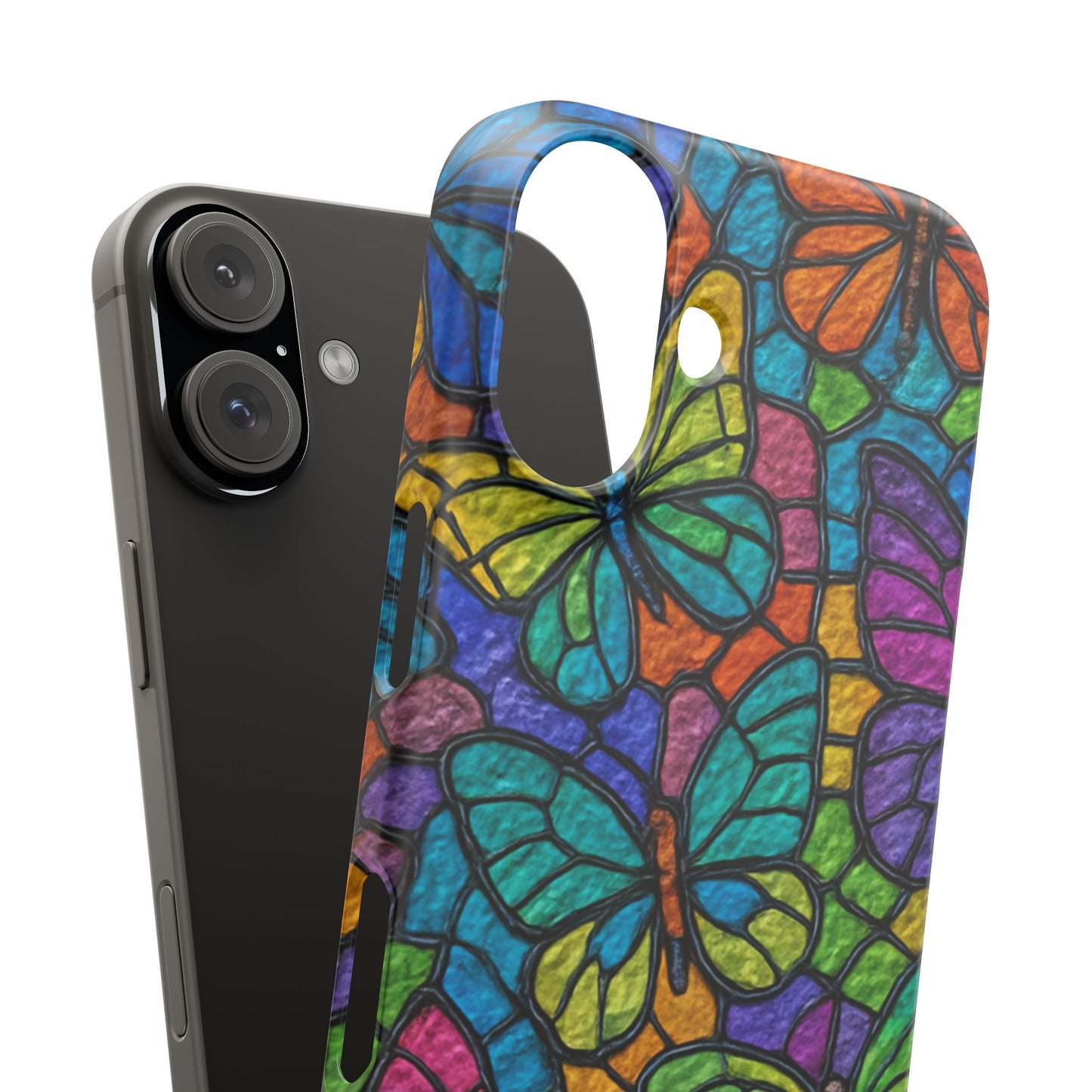 Psychedelic Butterfly Mosaic Phone Case, Trippy Hippie Butterflies,  Rainbow Stained-Glass Art Cover | Boho Festival Aesthetic Case