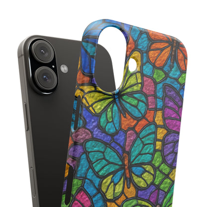 Psychedelic Butterfly Mosaic Phone Case, Trippy Hippie Butterflies,  Rainbow Stained-Glass Art Cover | Boho Festival Aesthetic Case