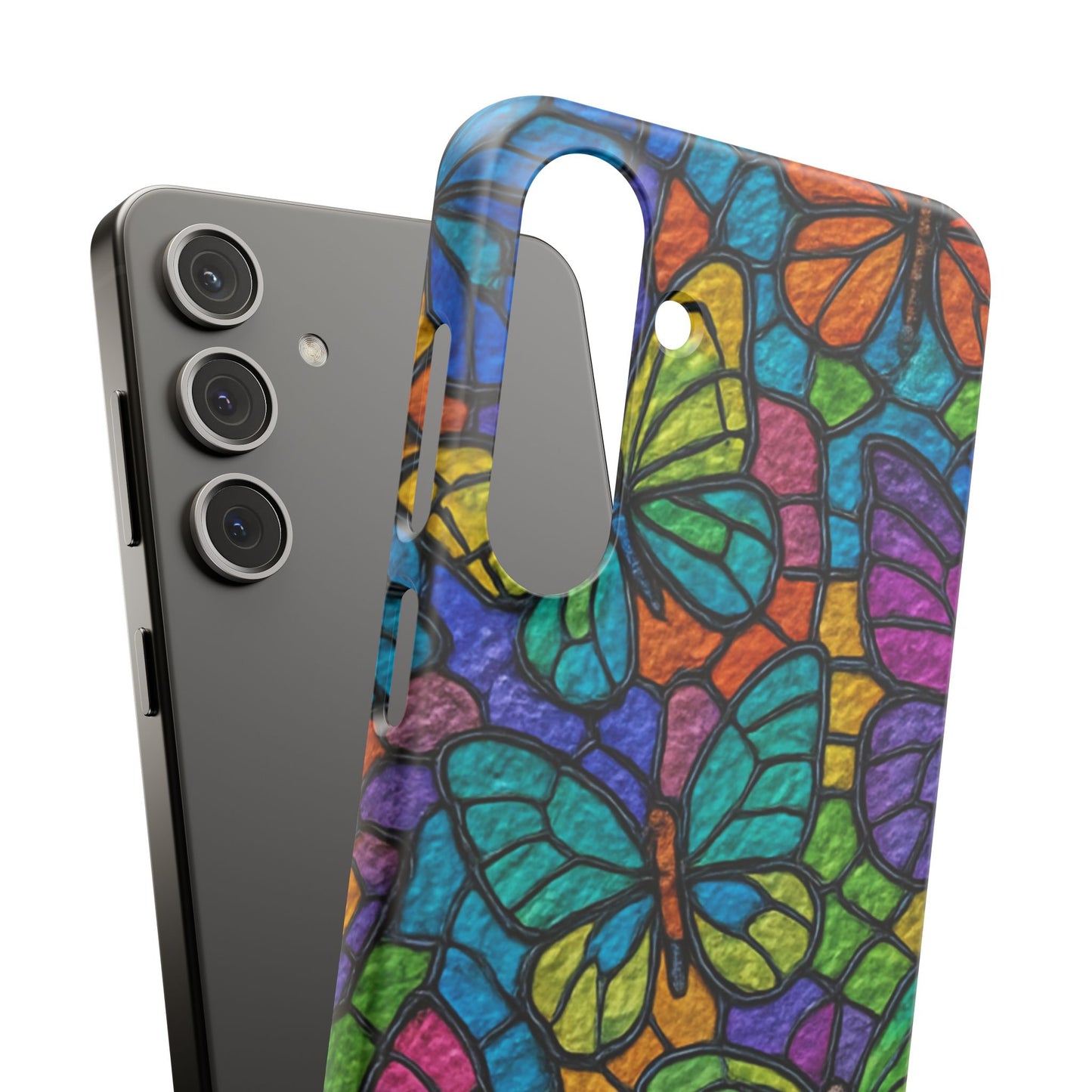 Psychedelic Butterfly Mosaic Phone Case, Trippy Hippie Butterflies,  Rainbow Stained-Glass Art Cover | Boho Festival Aesthetic Case