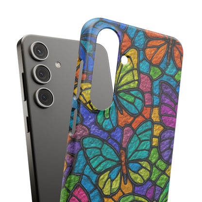 Psychedelic Butterfly Mosaic Phone Case, Trippy Hippie Butterflies,  Rainbow Stained-Glass Art Cover | Boho Festival Aesthetic Case