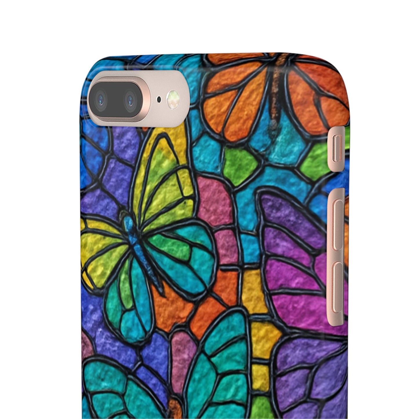 Psychedelic Butterfly Mosaic Phone Case, Trippy Hippie Butterflies,  Rainbow Stained-Glass Art Cover | Boho Festival Aesthetic Case