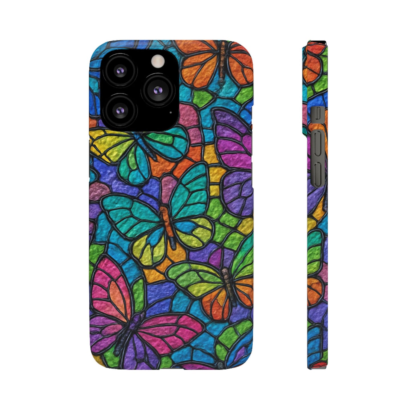 Psychedelic Butterfly Mosaic Phone Case, Trippy Hippie Butterflies,  Rainbow Stained-Glass Art Cover | Boho Festival Aesthetic Case