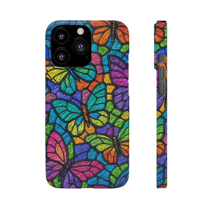 Psychedelic Butterfly Mosaic Phone Case, Trippy Hippie Butterflies,  Rainbow Stained-Glass Art Cover | Boho Festival Aesthetic Case