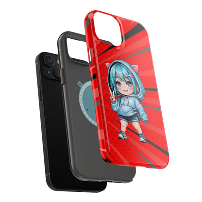 Phone Cases, Cute Chibi Girl in Cat Hoodie, Kawaii Anime Design, Protective Cover, Gift for Anime Fans, Cute Phone Accessories, Cat Lover