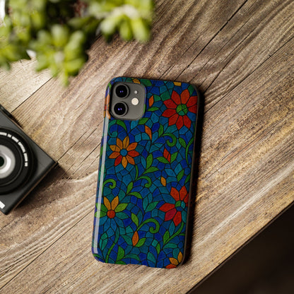 Slim Phone Cases Mystic Aura Mosaic  | 3D Iridescent Glass Tiles | Bohemian Energy Design
