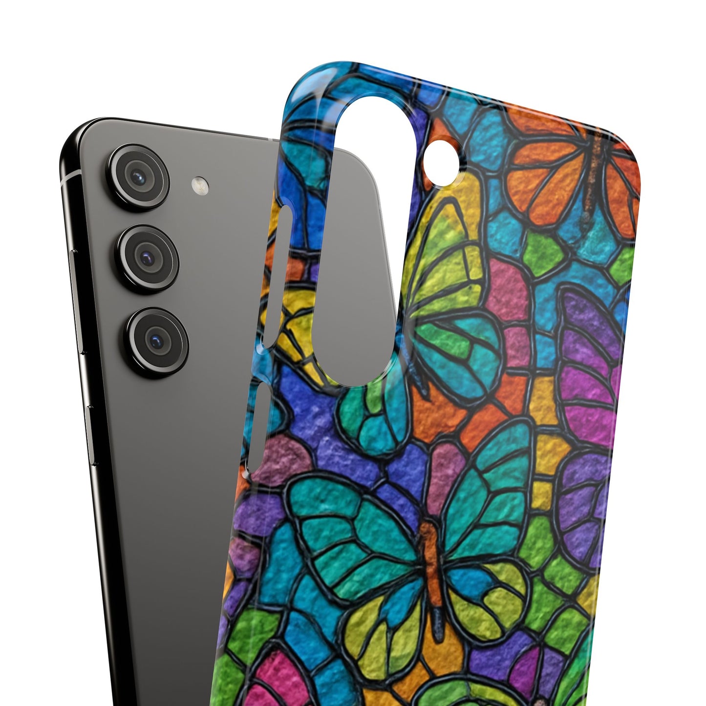 Psychedelic Butterfly Mosaic Phone Case, Trippy Hippie Butterflies,  Rainbow Stained-Glass Art Cover | Boho Festival Aesthetic Case