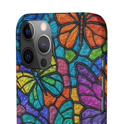 Psychedelic Butterfly Mosaic Phone Case, Trippy Hippie Butterflies,  Rainbow Stained-Glass Art Cover | Boho Festival Aesthetic Case