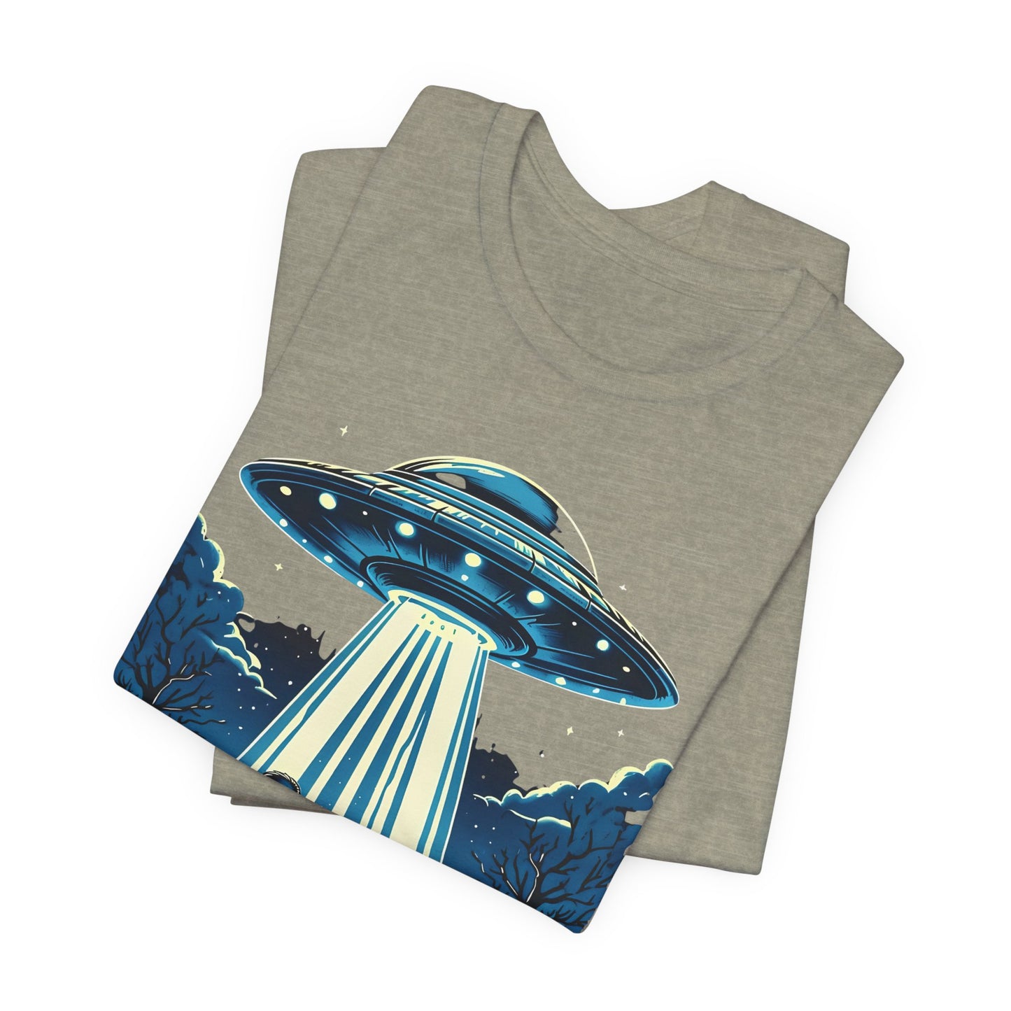 Alien Spaceship and Bigfoot Ugly Christmas Sweater Tee