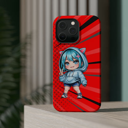 Phone Cases, Cute Chibi Girl in Cat Hoodie, Kawaii Anime Design, Protective Cover, Gift for Anime Fans, Cute Phone Accessories, Cat Lover