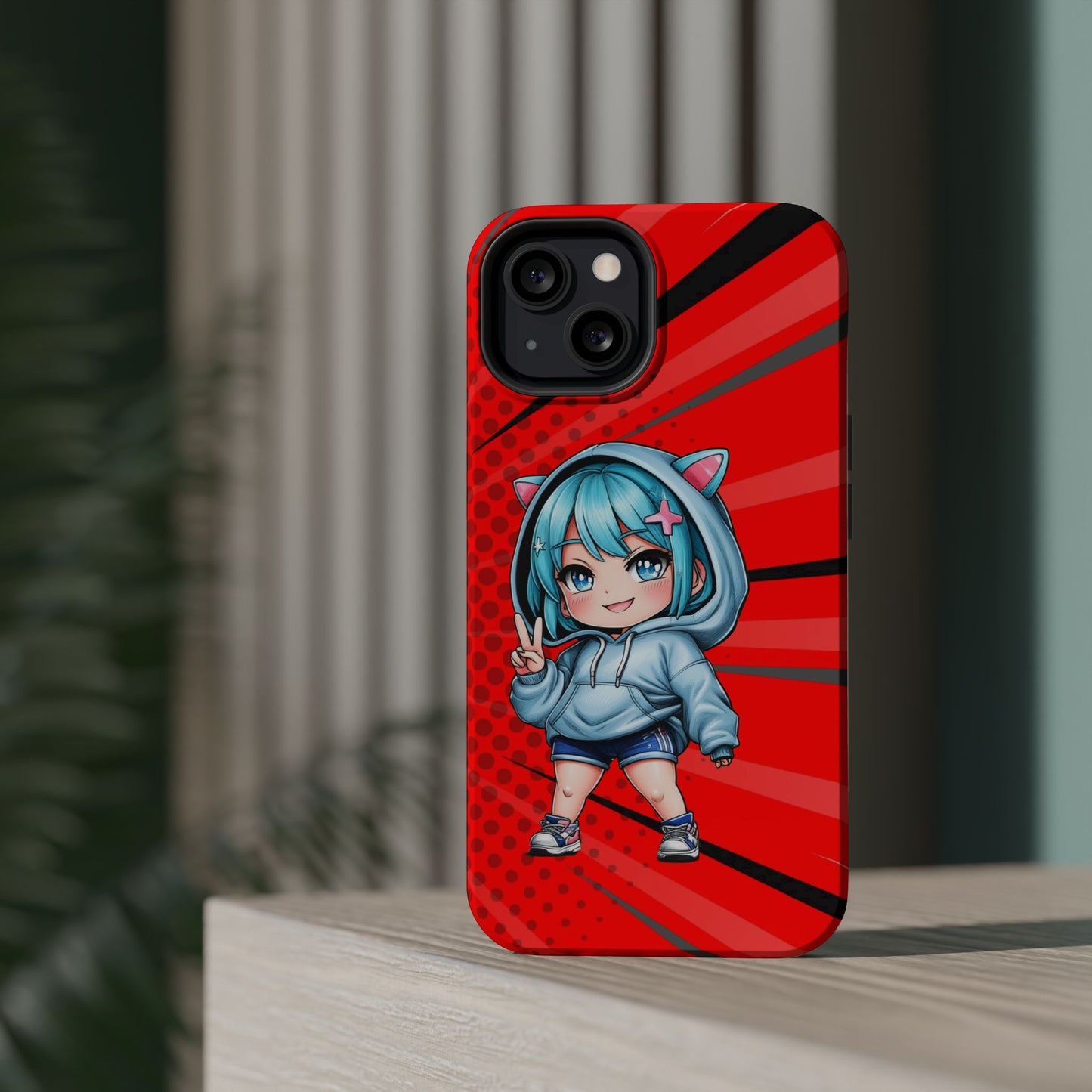 Phone Cases, Cute Chibi Girl in Cat Hoodie, Kawaii Anime Design, Protective Cover, Gift for Anime Fans, Cute Phone Accessories, Cat Lover