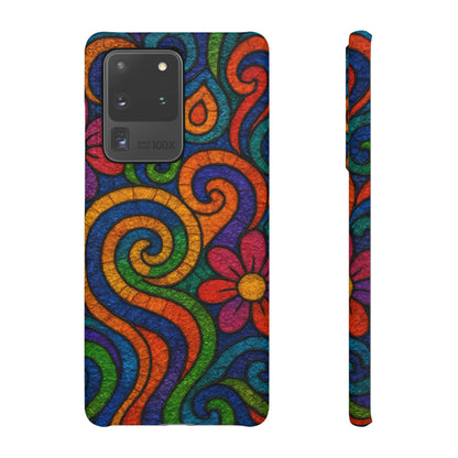 Psychedelic Hippie Phone Case, Boho Rainbow Retro 70s Groovy Art Cover