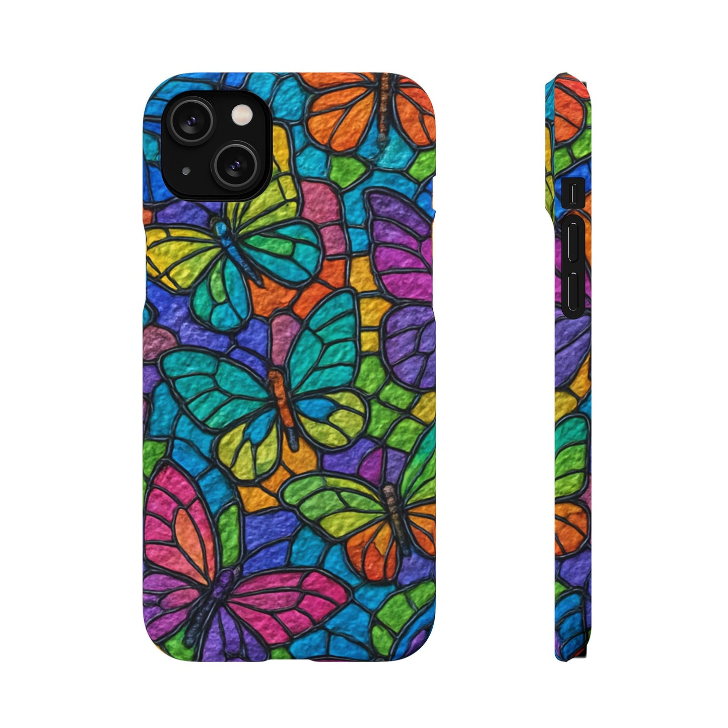 Psychedelic Butterfly Mosaic Phone Case, Trippy Hippie Butterflies,  Rainbow Stained-Glass Art Cover | Boho Festival Aesthetic Case
