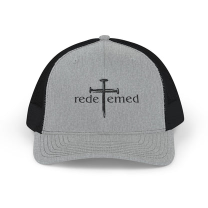 Snapback Cap with Embroidered Redeemed and Cross Design