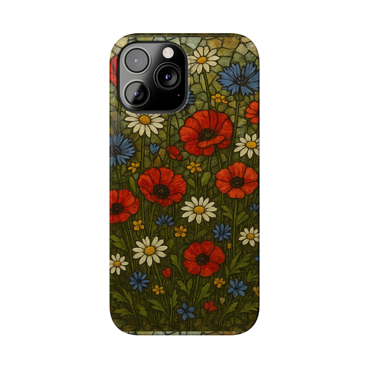 Slim Phone Cases  Wildflower Mosaic Floral Art | Colorful Stained Glass Flowers | Boho Botanical