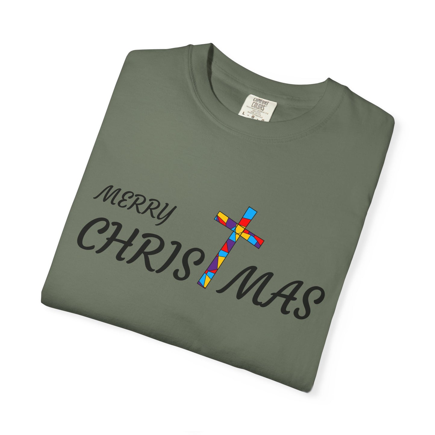 Merry Christmas Unisex  T-shirt with T Cross, Holiday Tee, Festive Shirt, Xmas Apparel, Religious Christmas Top