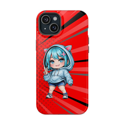 Phone Cases, Cute Chibi Girl in Cat Hoodie, Kawaii Anime Design, Protective Cover, Gift for Anime Fans, Cute Phone Accessories, Cat Lover