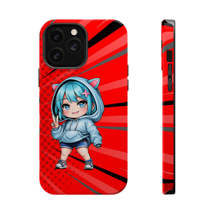 Phone Cases, Cute Chibi Girl in Cat Hoodie, Kawaii Anime Design, Protective Cover, Gift for Anime Fans, Cute Phone Accessories, Cat Lover
