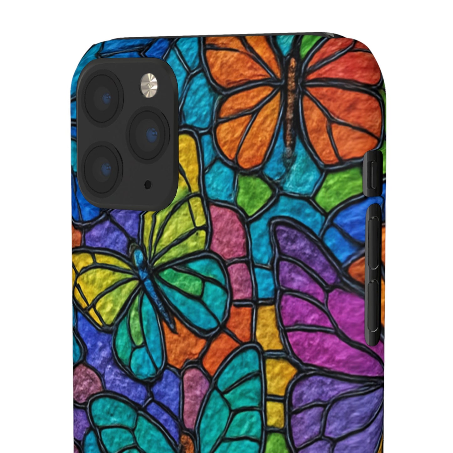 Psychedelic Butterfly Mosaic Phone Case, Trippy Hippie Butterflies,  Rainbow Stained-Glass Art Cover | Boho Festival Aesthetic Case