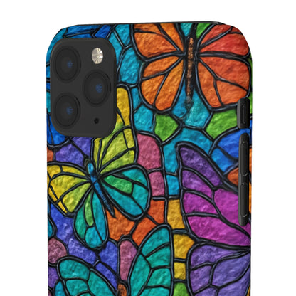 Psychedelic Butterfly Mosaic Phone Case, Trippy Hippie Butterflies,  Rainbow Stained-Glass Art Cover | Boho Festival Aesthetic Case