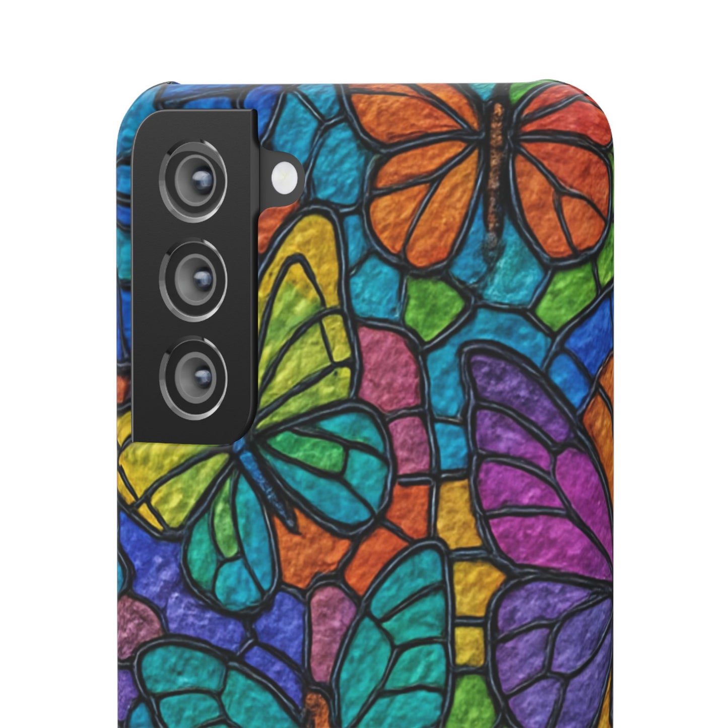 Psychedelic Butterfly Mosaic Phone Case, Trippy Hippie Butterflies,  Rainbow Stained-Glass Art Cover | Boho Festival Aesthetic Case