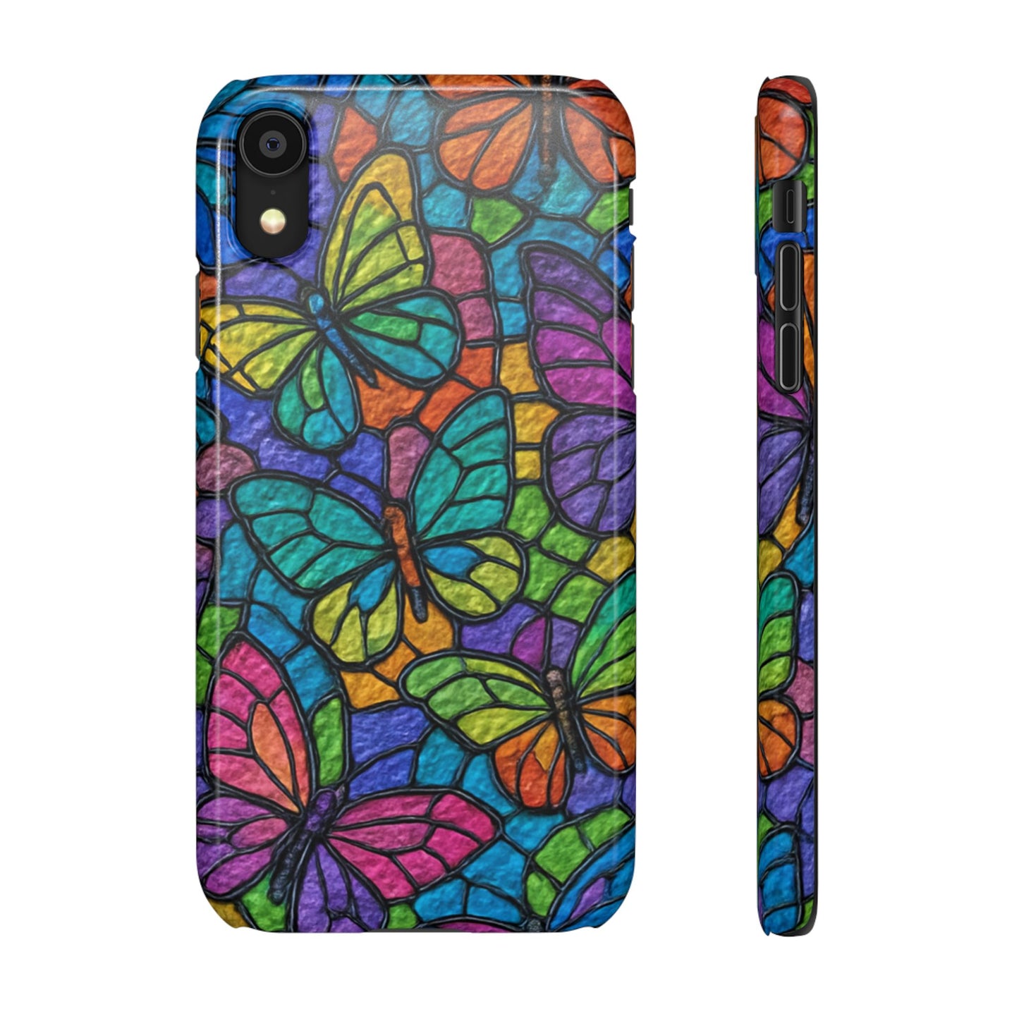 Psychedelic Butterfly Mosaic Phone Case, Trippy Hippie Butterflies,  Rainbow Stained-Glass Art Cover | Boho Festival Aesthetic Case