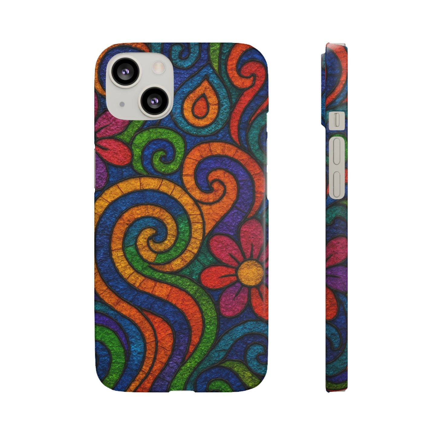Psychedelic Hippie Phone Case, Boho Rainbow Retro 70s Groovy Art Cover