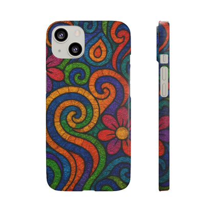 Psychedelic Hippie Phone Case, Boho Rainbow Retro 70s Groovy Art Cover