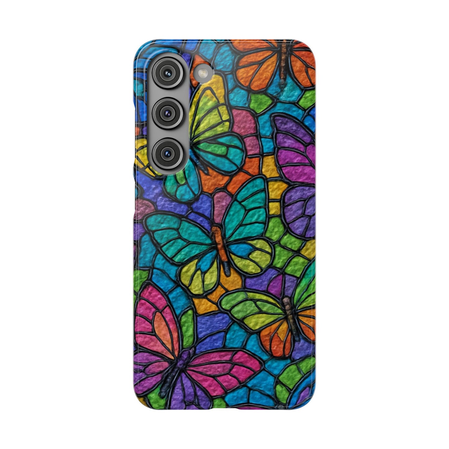 Psychedelic Butterfly Mosaic Phone Case, Trippy Hippie Butterflies,  Rainbow Stained-Glass Art Cover | Boho Festival Aesthetic Case