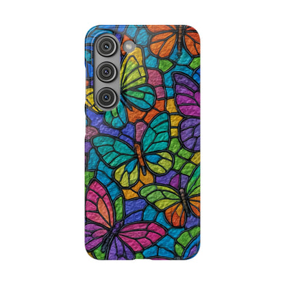 Psychedelic Butterfly Mosaic Phone Case, Trippy Hippie Butterflies,  Rainbow Stained-Glass Art Cover | Boho Festival Aesthetic Case