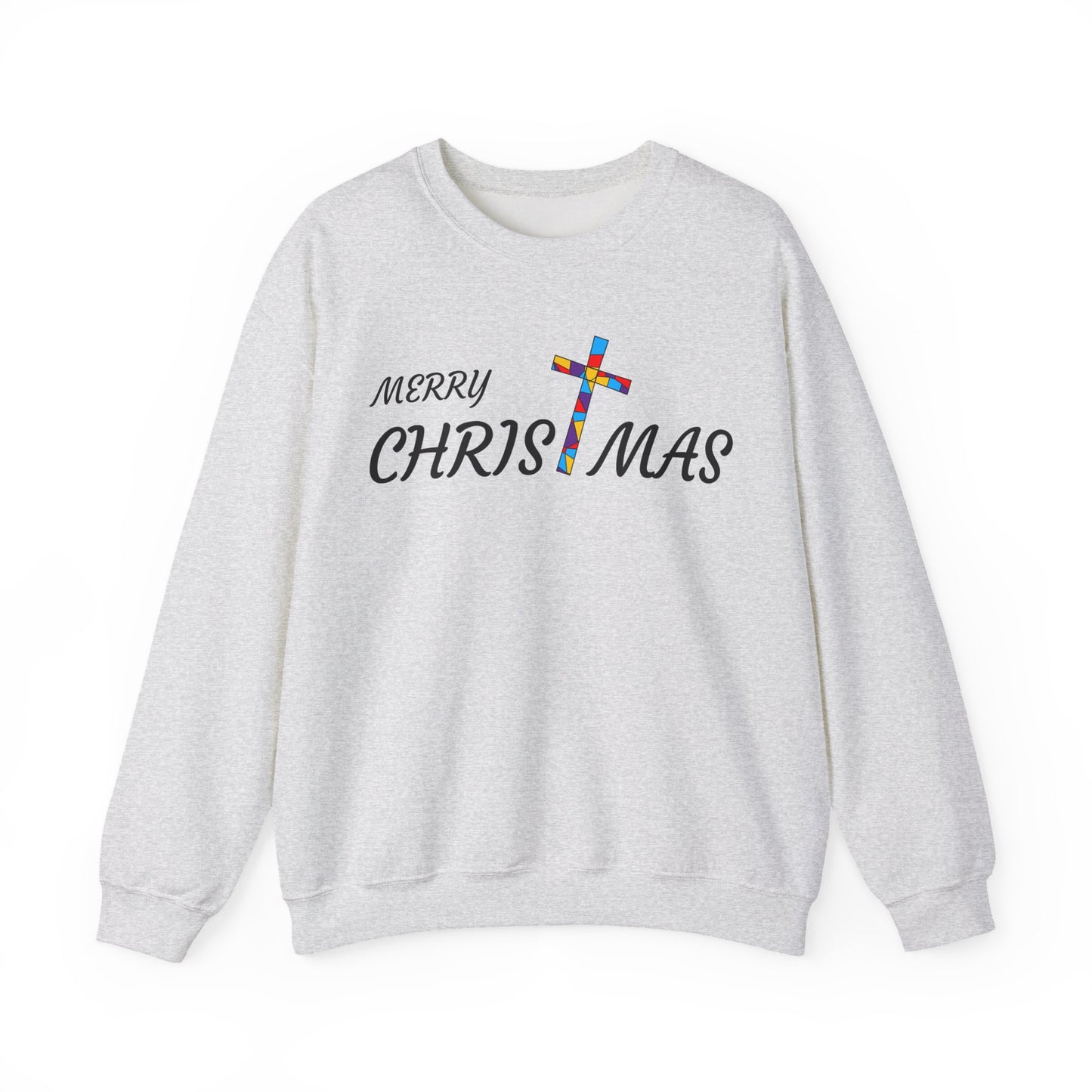Merry Christmas Unisex Sweatshirt, Religious Holiday Crewneck Jumper, Cross Design Pullover, Merry Christmas Apparel, Christmas Gift