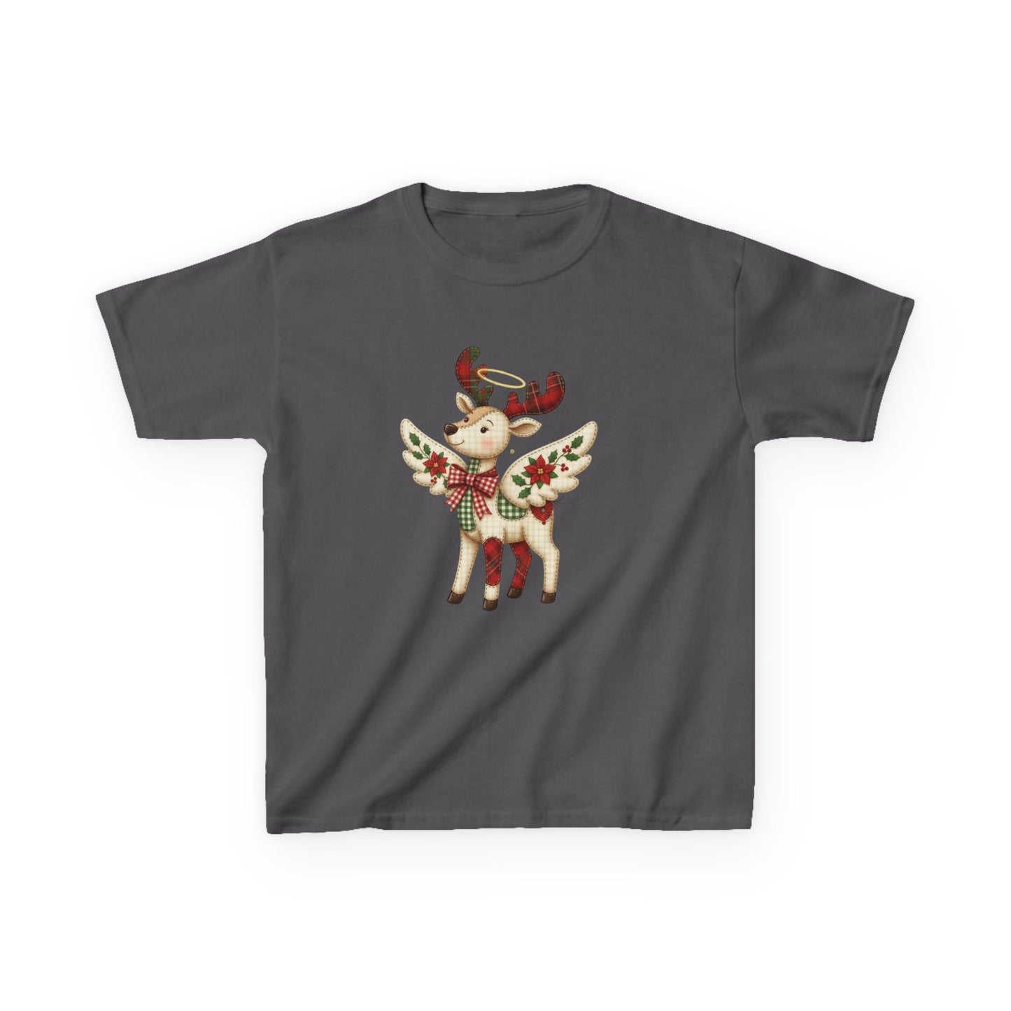 Christmas Deer Patchwork Kids Tee - Festive Children's Clothing